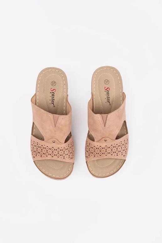 slippers op lage sleehak poederroze slippers op lage sleehak poederroze