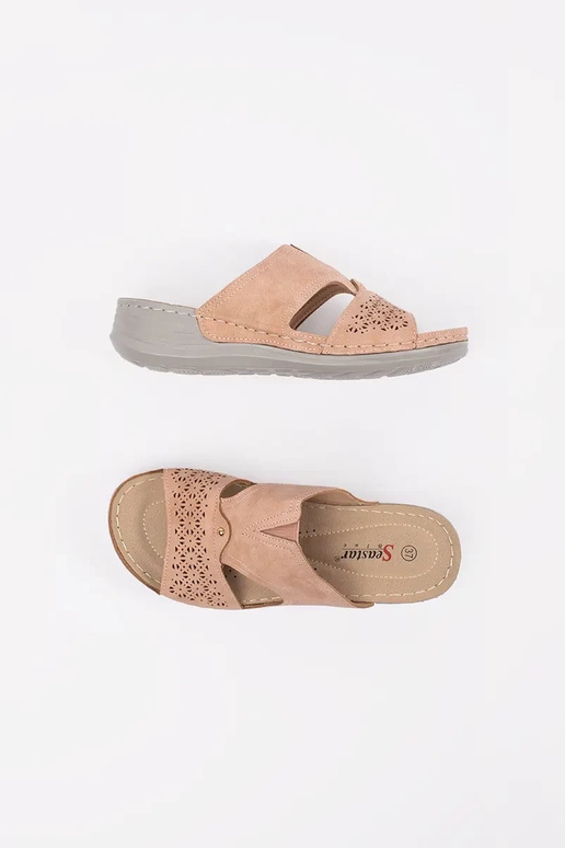 slippers op lage sleehak poederroze slippers op lage sleehak poederroze