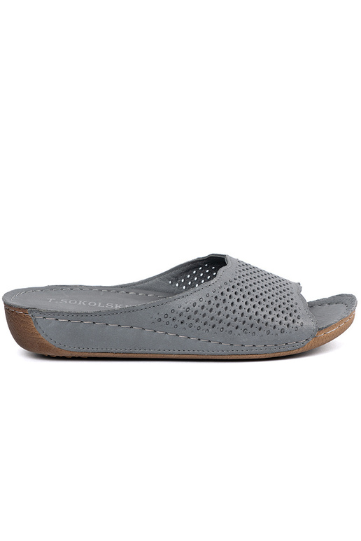 Leren slippers in grijs