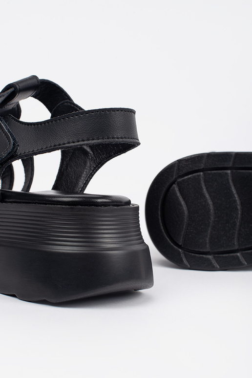 zwarte sandalen met platform van leer zwarte sandalen met platform van leer