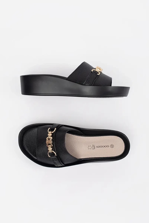 zwarte slippers voor dames met ketting zwarte slippers voor dames met ketting