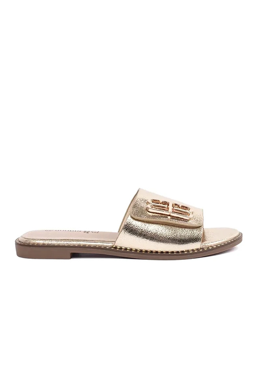gouden slippers voor dames op een... gouden slippers voor dames op een...