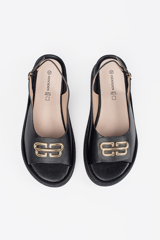 Platte sandalen zwarte met decoratie