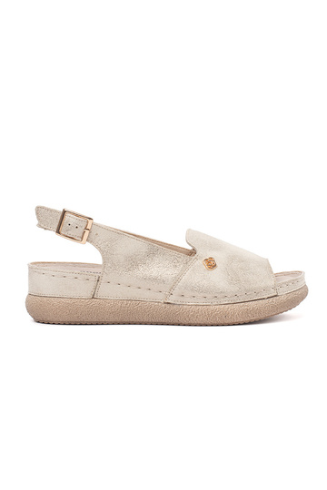 Gouden Sandalen met Leren...