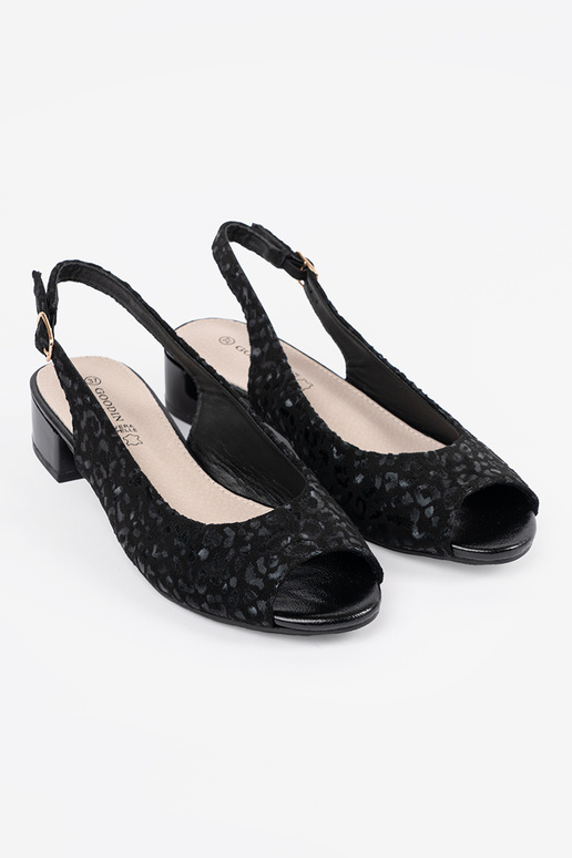 Zwarte sandalen met lage hak met...