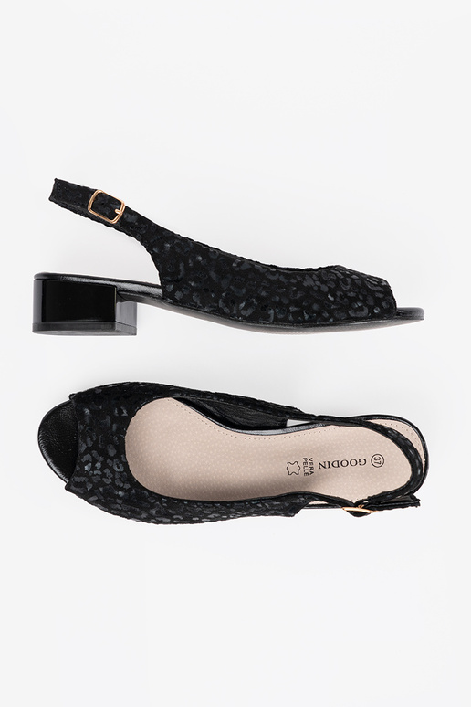 Zwarte sandalen met lage hak met...