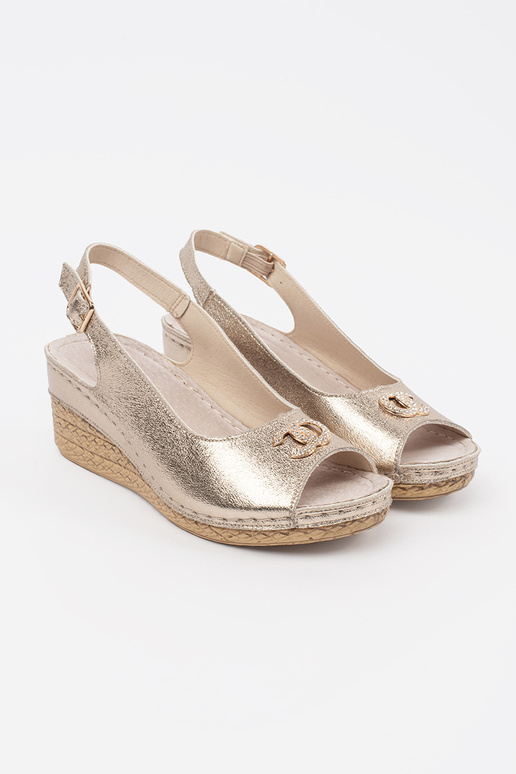 Gouden Sandalen op Wedge met Gesp