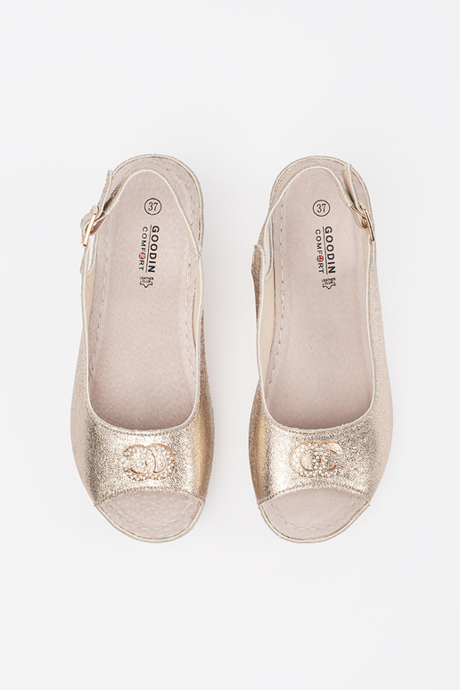 Gouden Sandalen op Wedge met Gesp