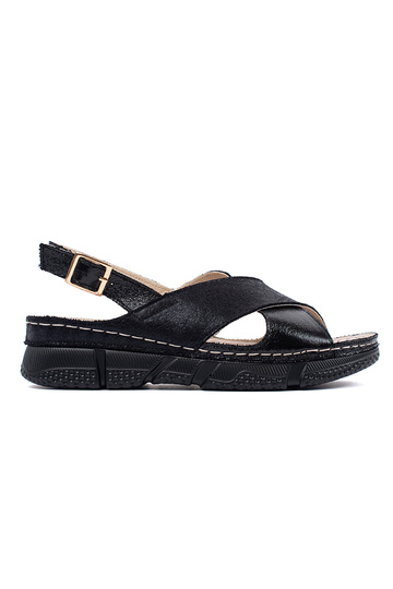 Zwarte platte sandalen