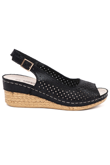 Zwarte opengewerkte sandalen