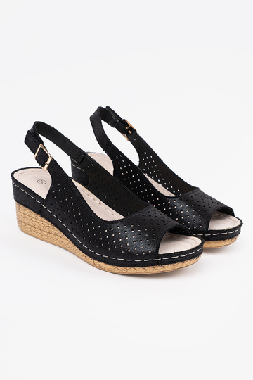Zwarte opengewerkte sandalen 2