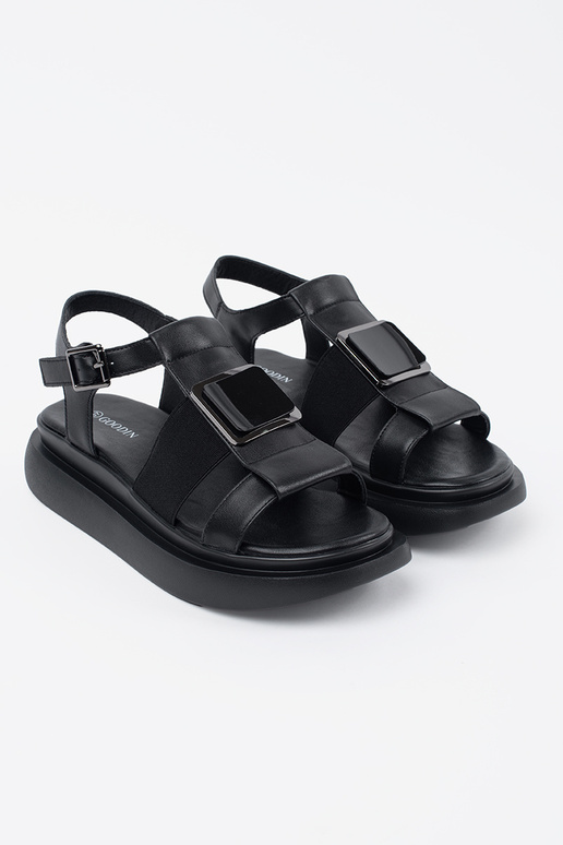 Zwarte Leren Elegante Sandalen met...