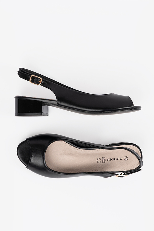 Zwarte elegante sandalen met lage hak