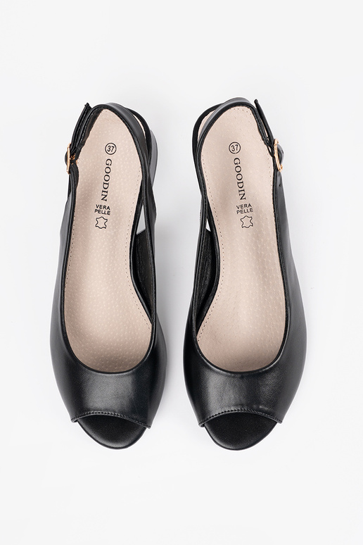 Zwarte elegante sandalen met lage hak