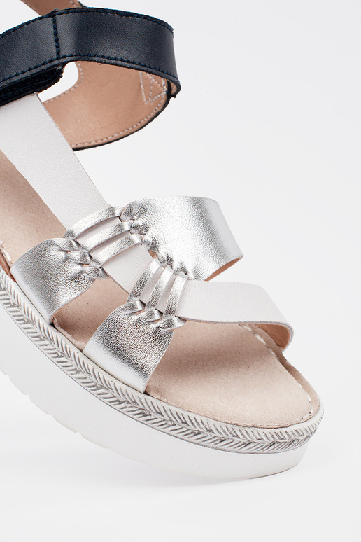 Wit-blauwe Sandalen met Platform en...