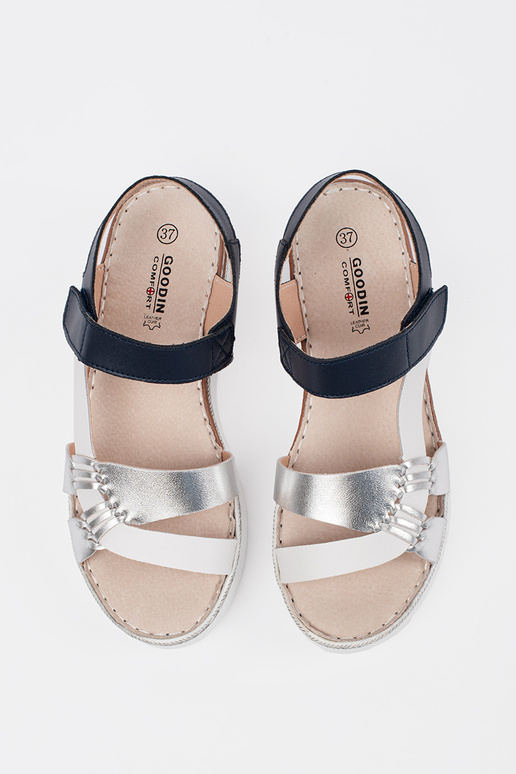Wit-blauwe Sandalen met Platform en...