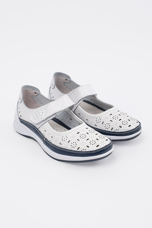 Ażurow sandalen van witte en blauwe leer Ażurow sandalen van witte en blauwe leer