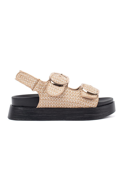 Platform sandalen in zandkleur met...