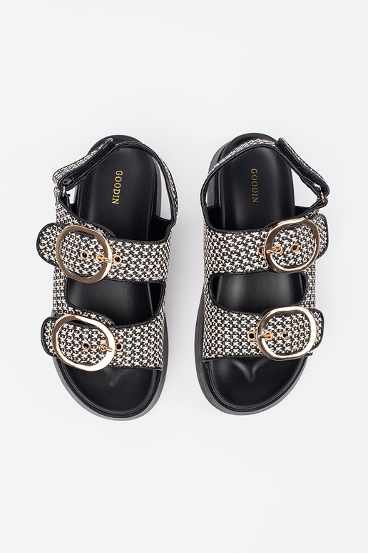 Platform sandalen in zwart met witte... Platform sandalen in zwart met witte...