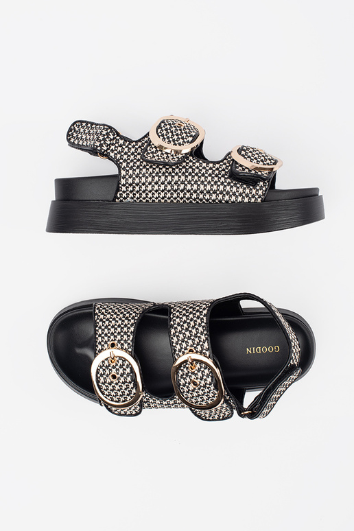 Platform sandalen in zwart met witte... Platform sandalen in zwart met witte...