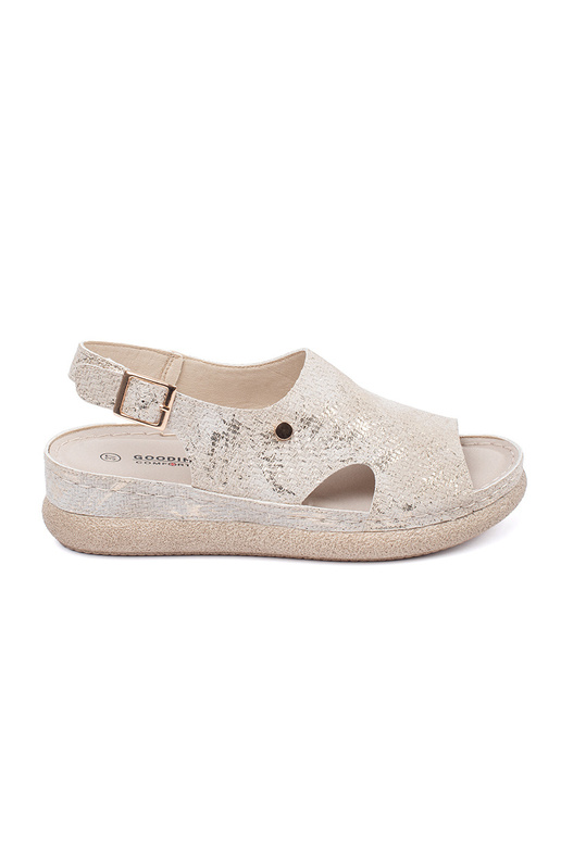 Gepolijste Sandalen met Gesp Taupe Gepolijste Sandalen met Gesp Taupe