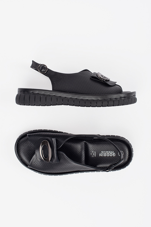 Leren Elegante Zwarte Sandalen Leren Elegante Zwarte Sandalen