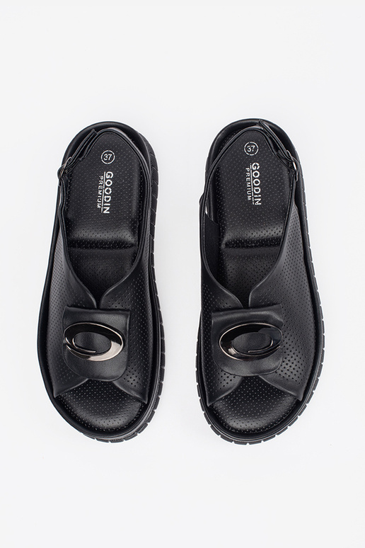 Leren Elegante Zwarte Sandalen Leren Elegante Zwarte Sandalen