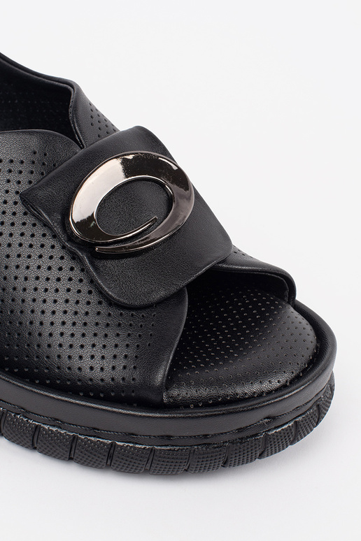 Leren Elegante Zwarte Sandalen Leren Elegante Zwarte Sandalen