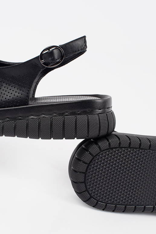 Leren Elegante Zwarte Sandalen Leren Elegante Zwarte Sandalen