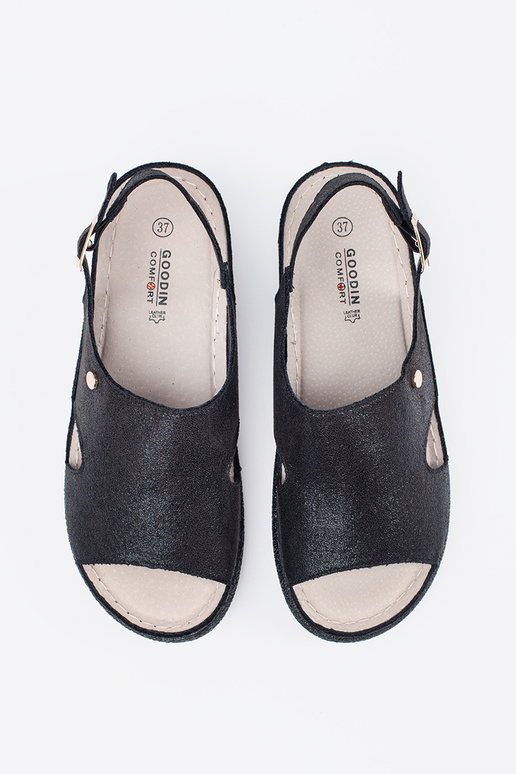 Zwarte Platte Sandalen met Gesp Zwarte Platte Sandalen met Gesp