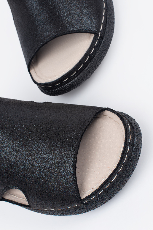 Zwarte Platte Sandalen met Gesp Zwarte Platte Sandalen met Gesp