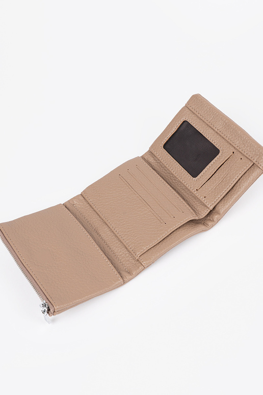 Beige damesportemonnee van kunstleer,... Beige damesportemonnee van kunstleer,...