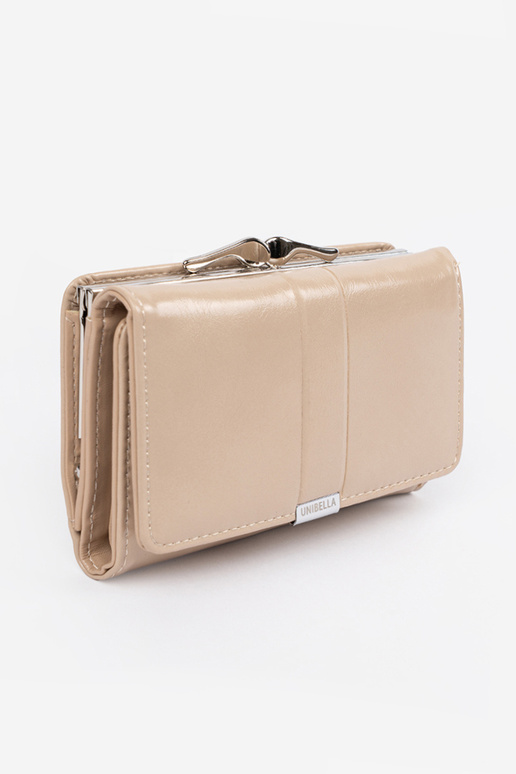 Beige damesportemonnee van kunstleer Beige damesportemonnee van kunstleer