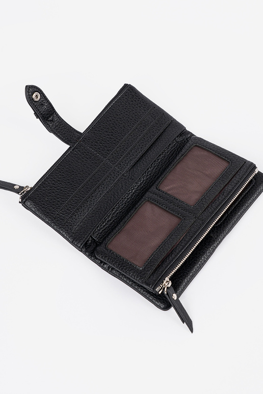 Zwarte damesportemonnee met vakken