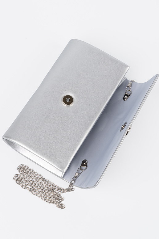 Handtas met flap in zilverkleur