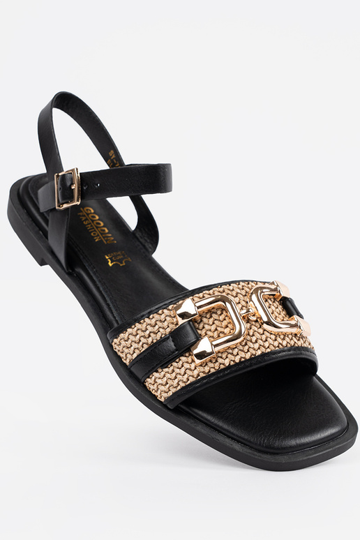 Dames zwarte sandalen met leren...