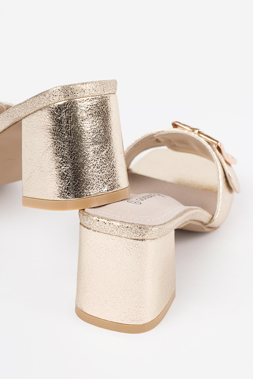 Dames gouden slippers met hak en...