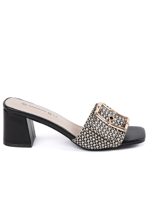 Dames zwart-witte slippers met hak en... Dames zwart-witte slippers met hak en...