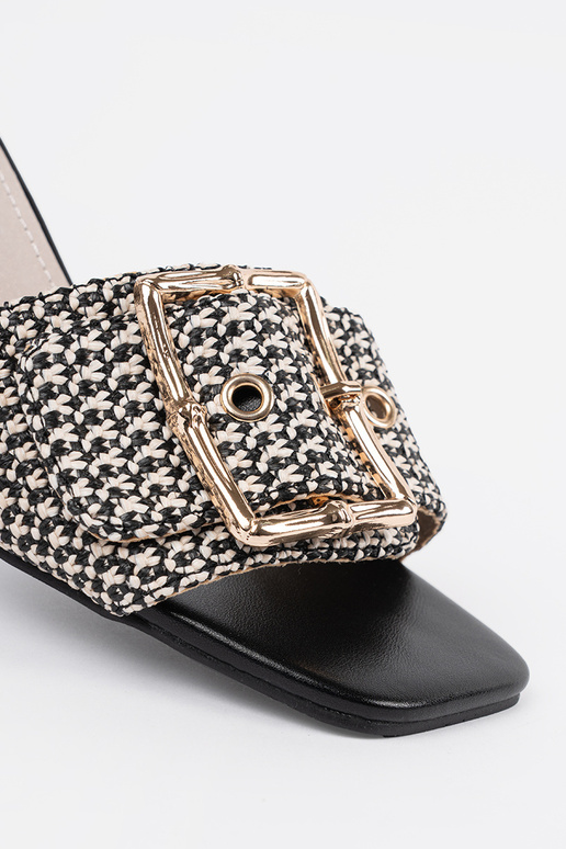 Dames zwart-witte slippers met hak en... Dames zwart-witte slippers met hak en...