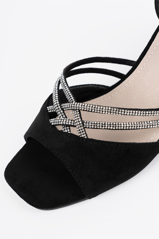 Zwarte suède dames sandalen op hak