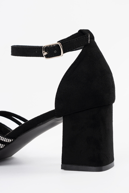 Zwarte suède dames sandalen op hak