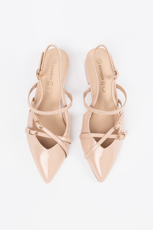 Leren sandkleurige hoge hakken met... Leren sandkleurige hoge hakken met...