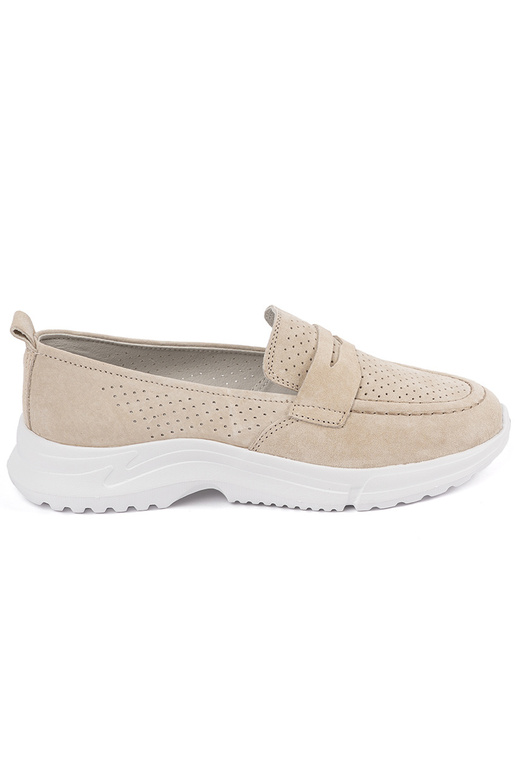 Zandkleurige leren mocassins met... Zandkleurige leren mocassins met...