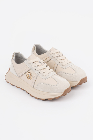 Leren sandkleurige sneakers... 2