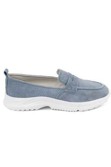 Leren blauwe mocassins met...
