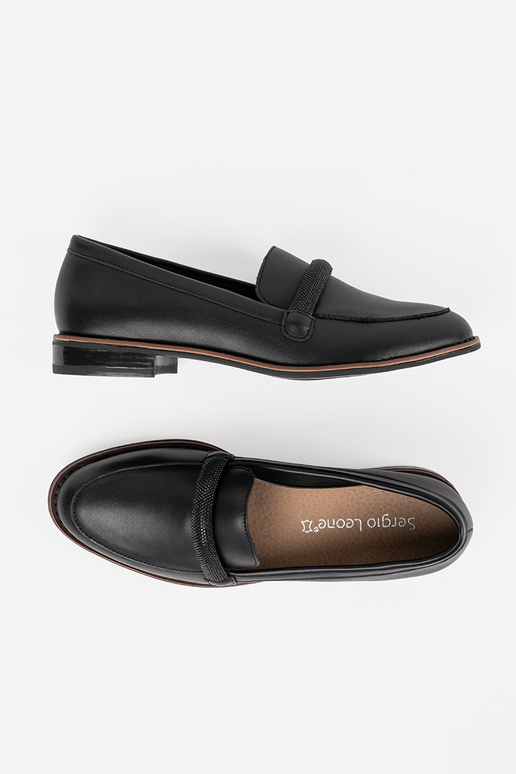 Zwarte dames mocassins met leren...