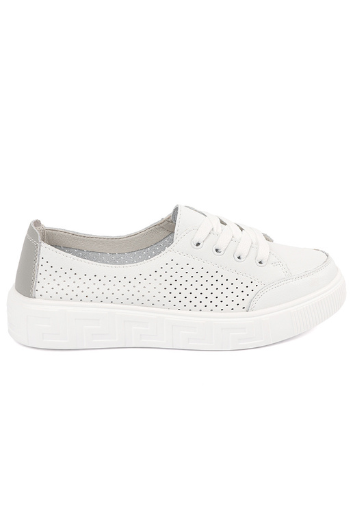 Witte leren dames sneakers met veters...