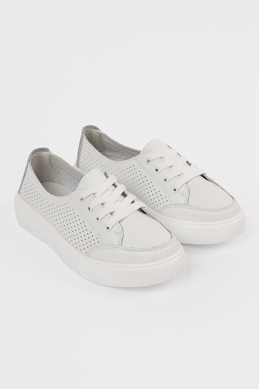 Witte leren dames sneakers met veters...