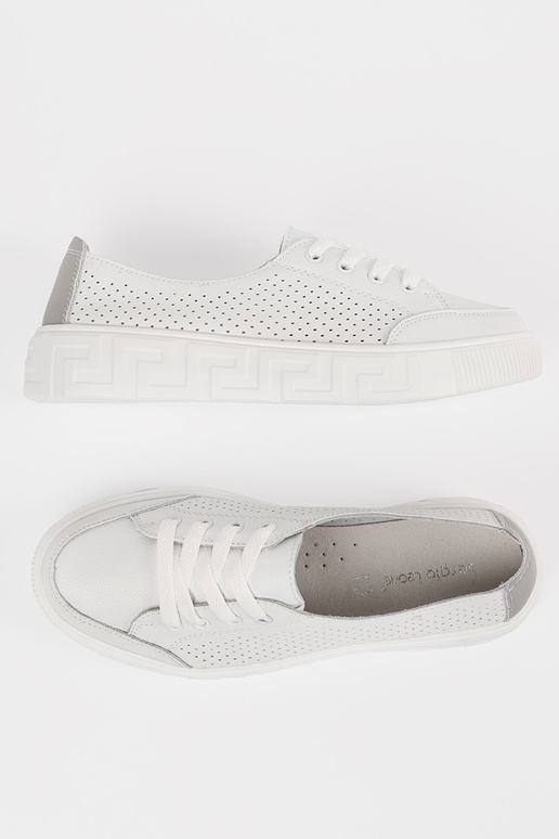Witte leren dames sneakers met veters...