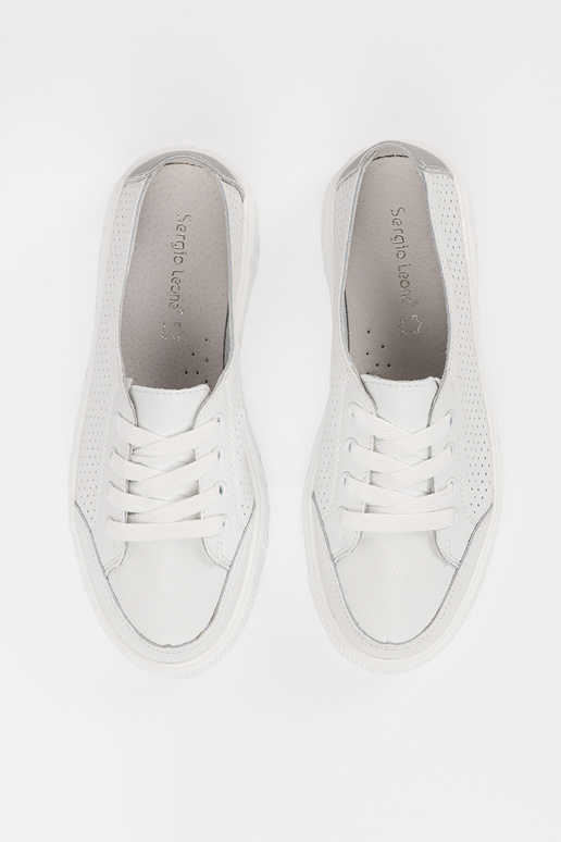 Witte leren dames sneakers met veters...